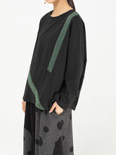 Women Retro Irregular Stitching Round Neck Top