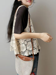 Vintage Hollow Crochet Sleeveless Vest