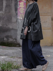 Women Round Neck Tie Dye Loose Pullover T-Shirt