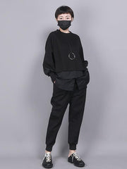 Black Loose Casual Elastic Waist Pocket Pants