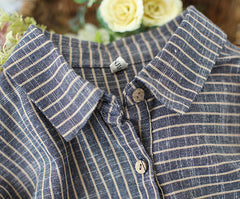 Ramie Cotton Striped Casual Suit