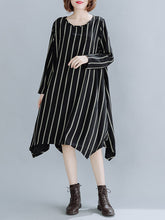 Women Striped Loose Round Neck Dress