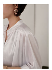 Women V-Neck Solid Color Irregular Shirt Dress