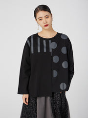 Retro Loose Geometric Polka-Dot Sweatshirt