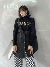 High Neck Spliced Cotton Sweater Jacket