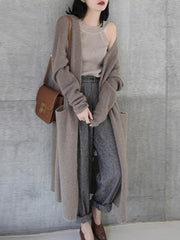 Solid Color Loose Thickening Long Knitting Outwear