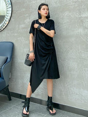 Loose Cropped Ruffled Thin Midi Dress