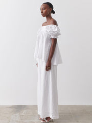 Square Neck Halter Lace Up Puff Sleeve Shirt