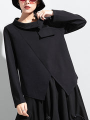 Women Lapel Color Matching Irregular Bottoming Shirt