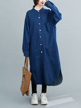 Solid Long Denim Shirt Dress