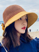 Women Foldable Sunscreen Hollow Beach Knitted Hat