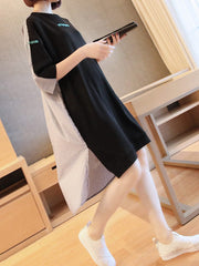 Original Striped Round-Neck Shirt Dress