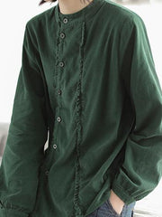 Corduroy Loose Fresh Solid Blouse Top
