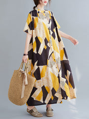 Original Printed Stand Collar Dress