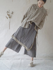 Casual Asymmetrical Contrast Color Fisherman Pants