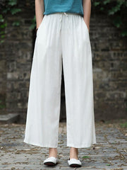 Ramie Cotton Loose Straight Wide-Leg Pants