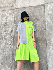 Skinny Stitching Contrast Stand Collar Shirt Dress