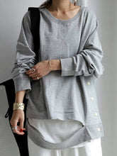 Casual Irregular Solid Color Round-Neck Long Sleeves T-Shirt