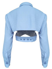Cross Bandage Solid Sexy Short Coat