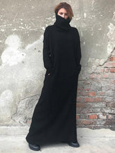 Black High-Neck Simple Long Sweater Dress
