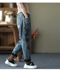 Women Retro Thick Plus Velvet Casual Pants