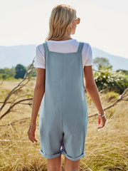 Women Solid Color Straight Waist Pocket Casual Pants