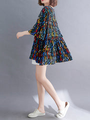 Letter Print Round Neck Short Sleeve Casual Shirt