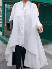 Urban White High-low Lace-up Blouse Dress