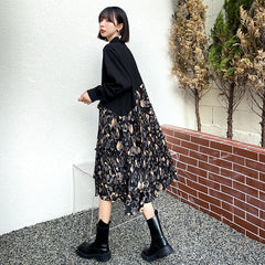 Floral Long Sleeve Loose Shirt Dress