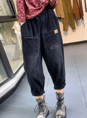 Women Retro Loose Plus Velvet Casual Pants