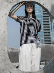 Irregular Loose Simple Stripes T-Shirt