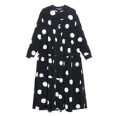 Women Round Neck Polka Dot Retro Dress