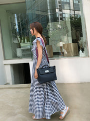 Printed Ruffled Polka Dot Round Neck Dress