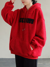 Hooded Drawstring Embroidered Padded Sweatshirt