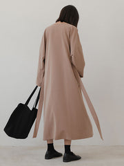 Women Loose V-Neck Solid Color Dress