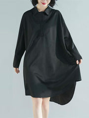 Loose Solid Asymmetrical Shirt Dress
