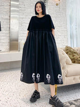 Original Printed Split-Joint Round-Neck Long Dress
