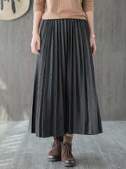 Plain Casual Pleated Skirt