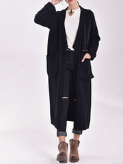 Solid Long Knitted Sweater Outwear
