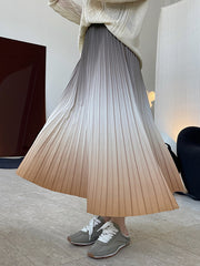 High Waisted Pleated Gradient Skirt