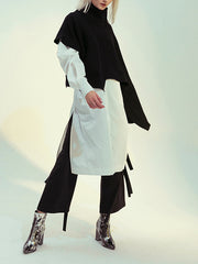 High Neck Shawl Sweater Long Shirt Dress Two-Piece Suit