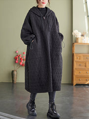 Casual Loose Diamond Hooded Dress