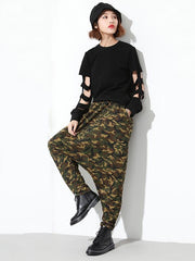 Casual Drop-crotch Camouflage Harem Pants