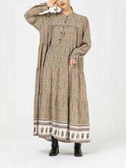 Vintage Paisley Printed Midi Dress