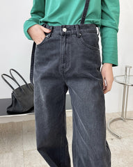 Retro Street Straight High Waist  Overalls Denim Pants