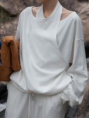 Irregular Halter Neck Clavicle Long Sleeve Sweatshirt