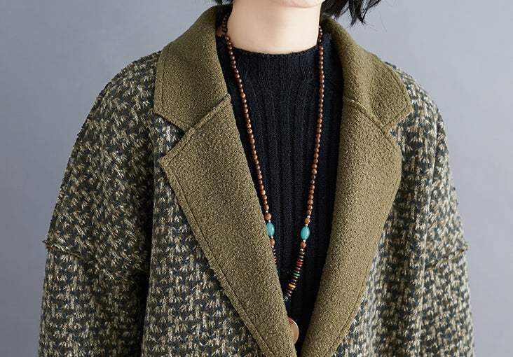 Mid-Length Lapel Single-Breasted Woolen Coat