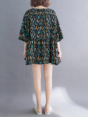 Letter Print Round Neck Short Sleeve Casual Shirt