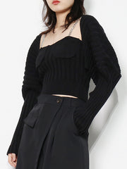 Chain Sling Vest Solid Color Knit Two Piece Set
