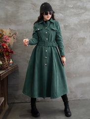 Retro Solid Color Snow Fleece Midi Shirt Dress